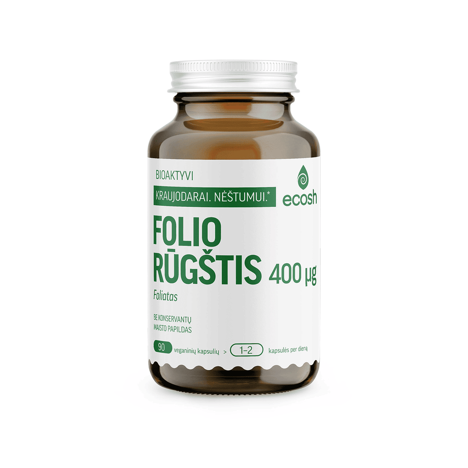 ECOSH bioaktyvi folio rūgštis, foliatas 400µg, 90 kapsulių