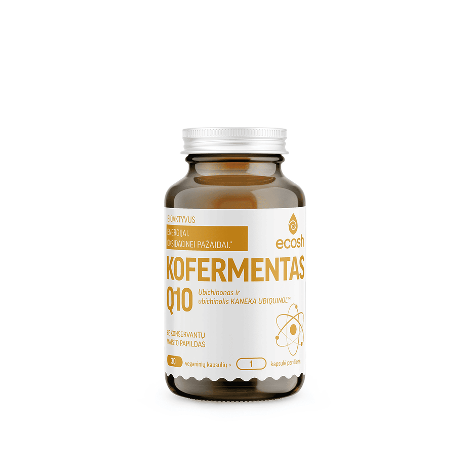 ECOSH Kofermentas Q10, ubichinonas ir ubichinolis Kaneka Ubiquinol™, 30 kapsulių