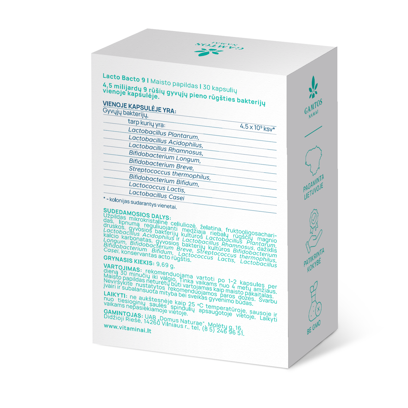 GAMTOS NAMAI, GEROSIOS BAKTERIJOS LACTO BACTO, 30 kapsulių