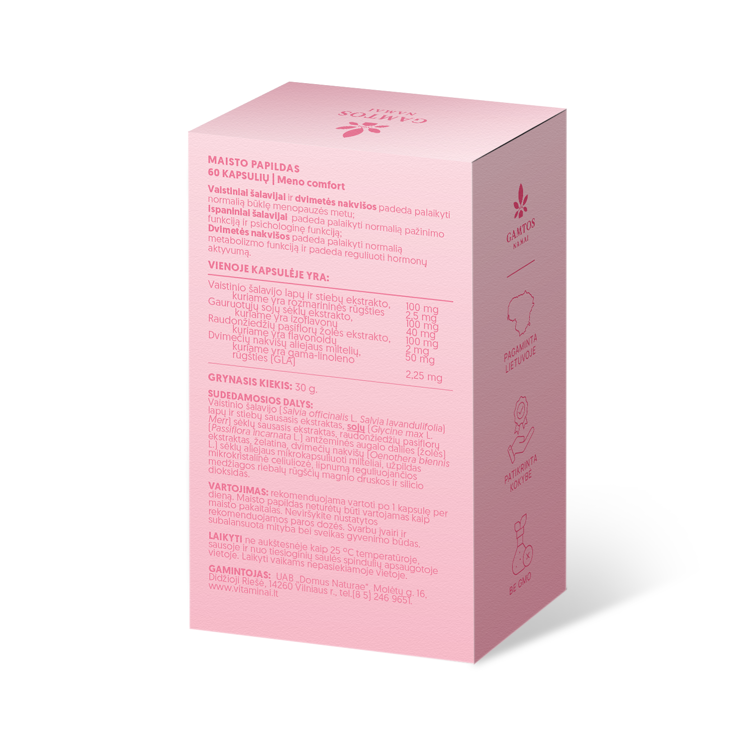 GAMTOS NAMAI, KOMPLEKSAS MENOPAUZEI MENO COMFORT, 60 kapsulių