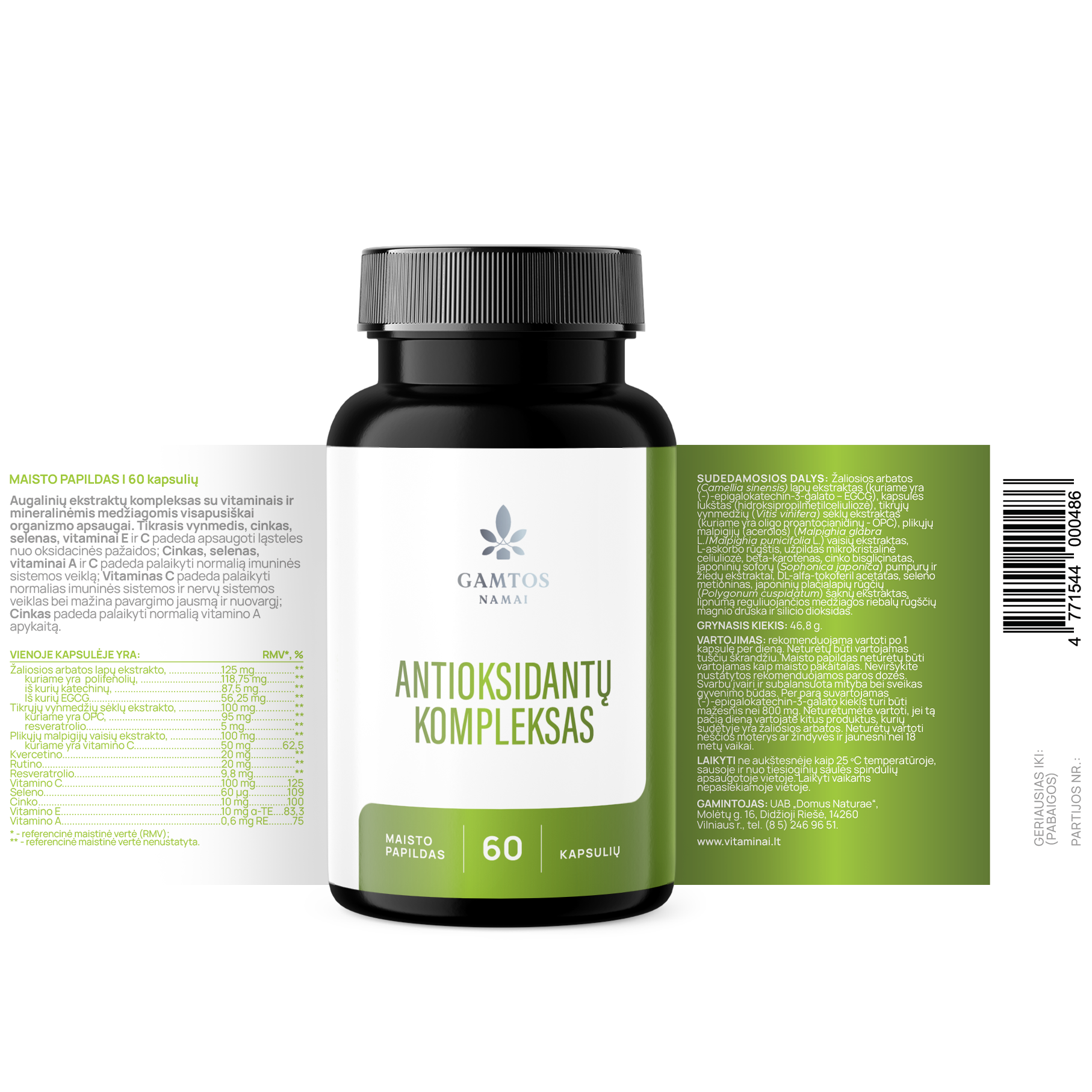 GAMTOS NAMAI, ANTIOKSIDANTŲ KOMPLEKSAS, 60 kapsulių