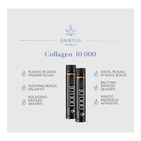 GAMTOS NAMAI, COLLAGEN 10 000+HIALIURONO RŪGŠTIS SHOTS, 25 ml x 14 VNT