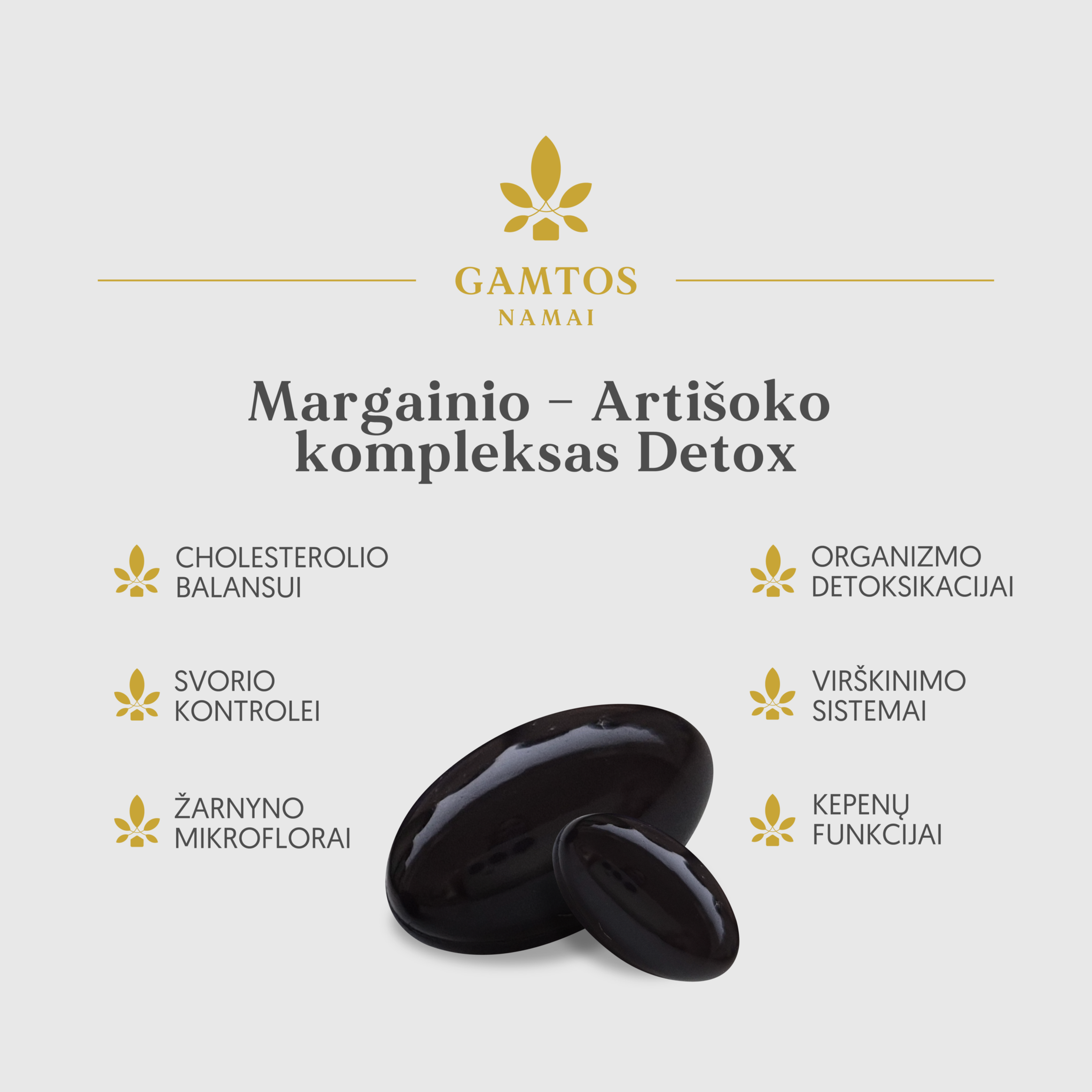 GAMTOS NAMAI, MARGAINIO-ARTIŠOKO KOMPLEKSAS DETOX, 90 minkštų kapsulių