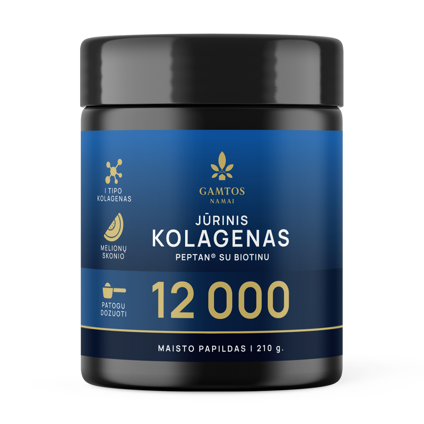 GAMTOS NAMAI, jūrinis kolagenas PEPTAN 12000, melionų skonio, 210 g