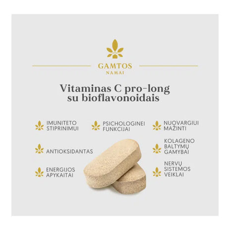 GAMTOS NAMAI, VITAMINAS C PROLONG SU BIOFLAVONOIDAIS 500 mg, 30 tablečių