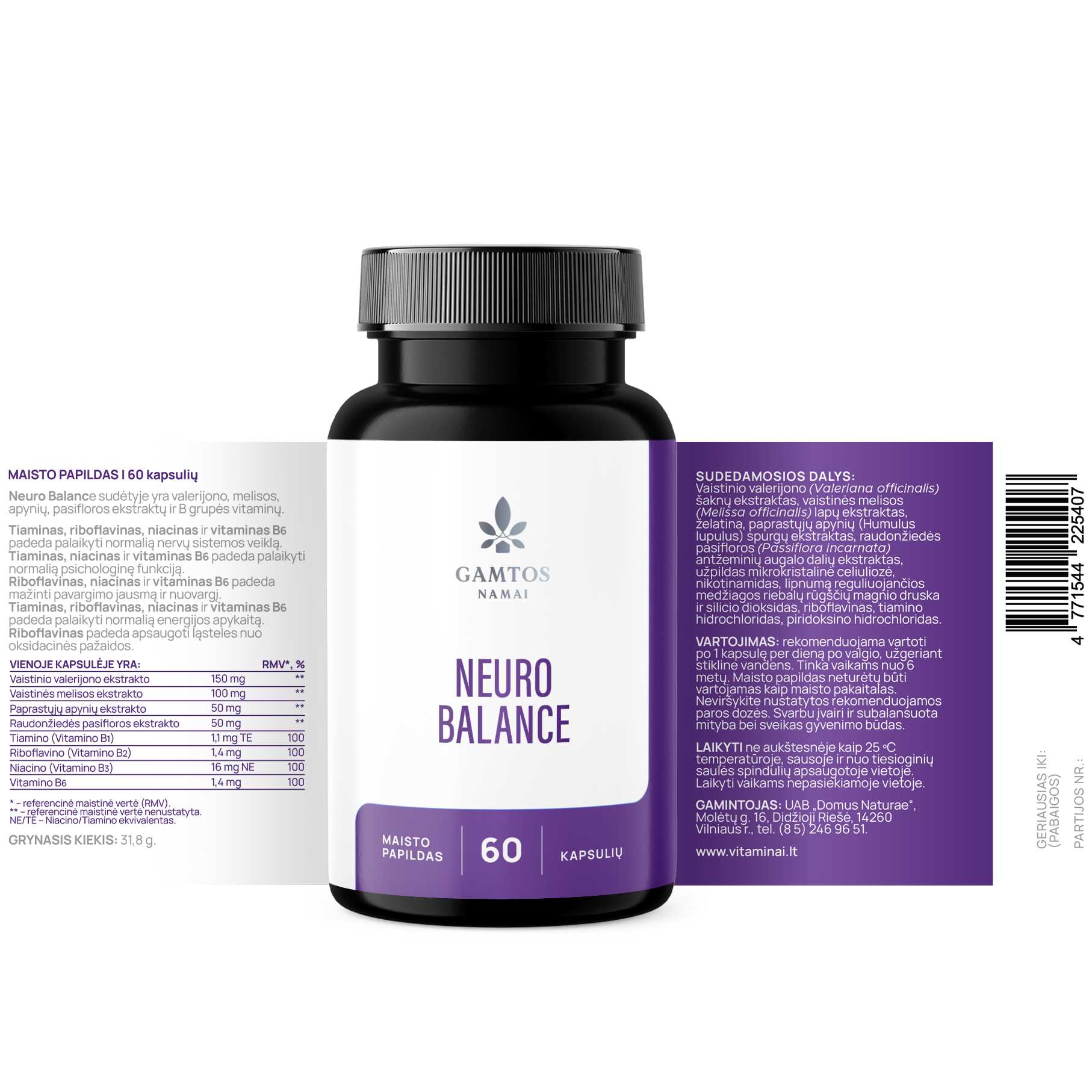 GAMTOS NAMAI, NEURO BALANCE, 60 kietųjų kapsulių