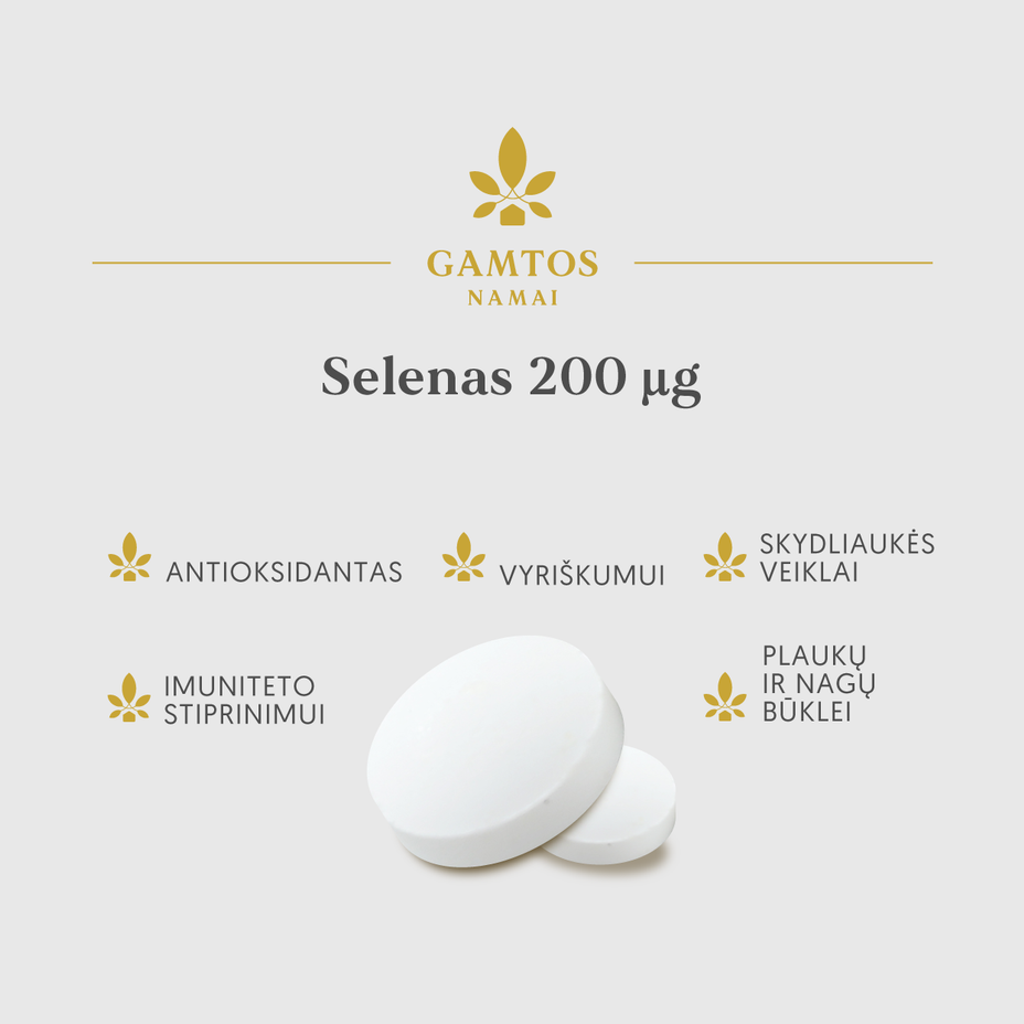 GAMTOS NAMAI, SELENAS 200 μg, 90 tablečių