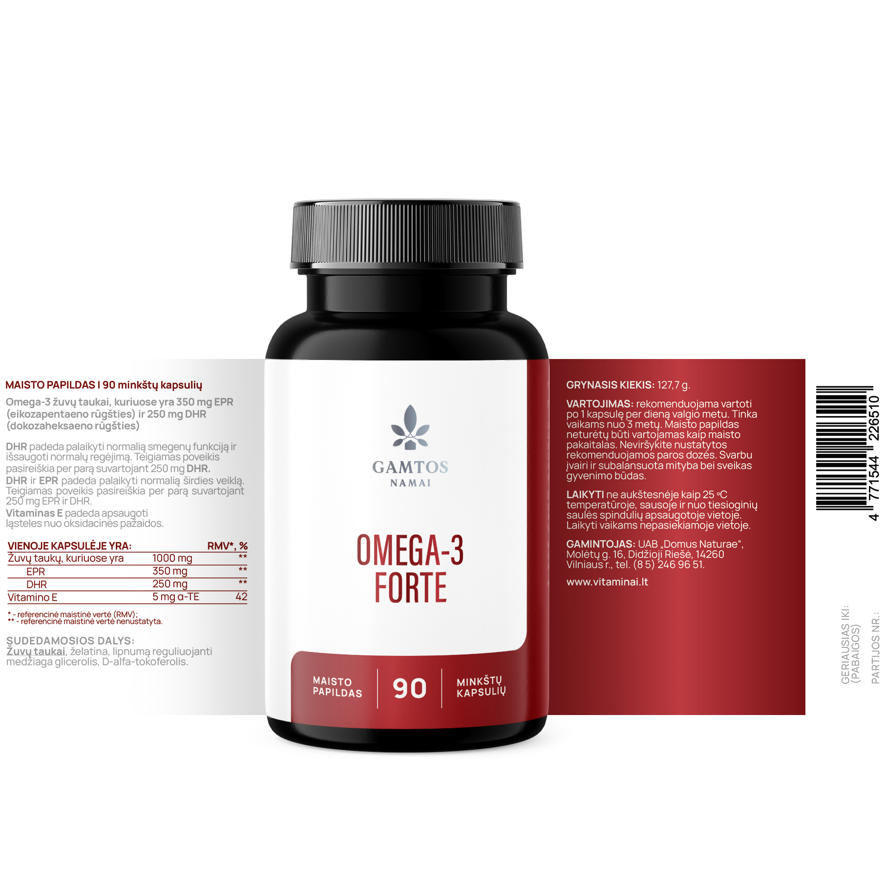 GAMTOS NAMAI, OMEGA-3 FORTE 1000 mg, 90 minkštų kapsulių