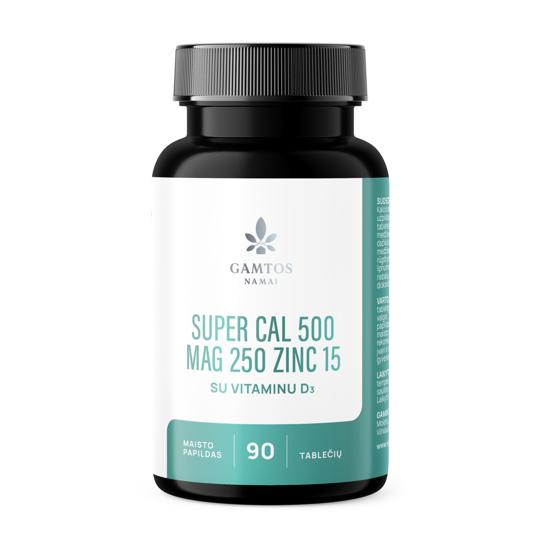 GAMTOS NAMAI, SUPER CAL500 MG 250 ZINC15 SU VITAMINU D3, 90 tablečių