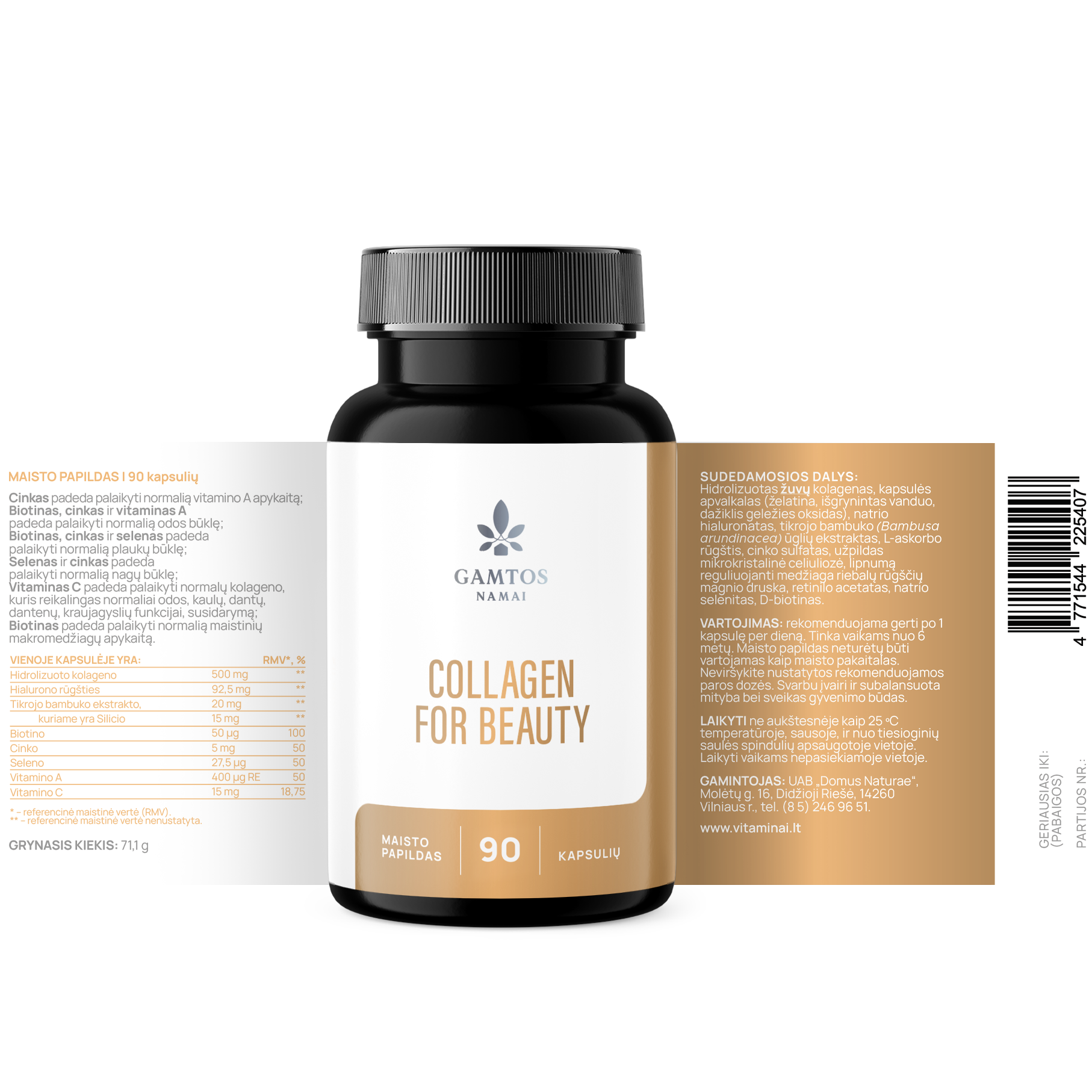 GAMTOS NAMAI, GROŽIUI COLLAGEN FOR BEAUTY, 90 kapsulių
