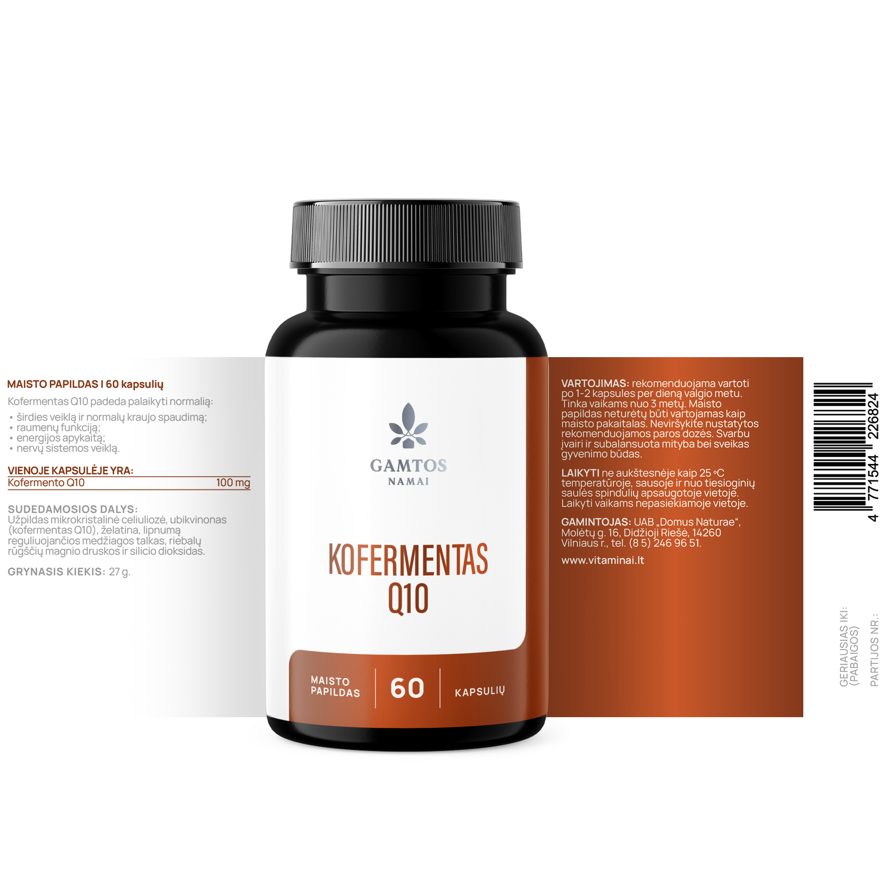 GAMTOS NAMAI, KOFERMENTAS Q10 100 mg, 60 kapsulių
