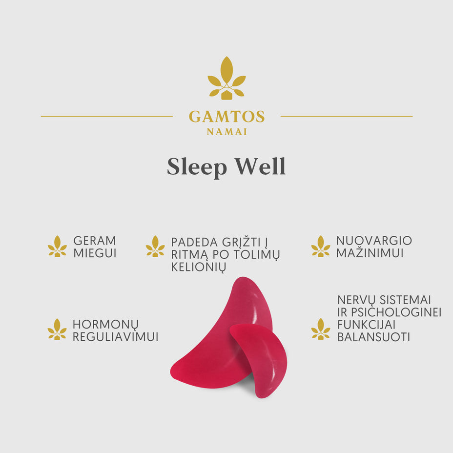 GAMTOS NAMAI, SLEEP WELL, 60 braškių skonio guminukų