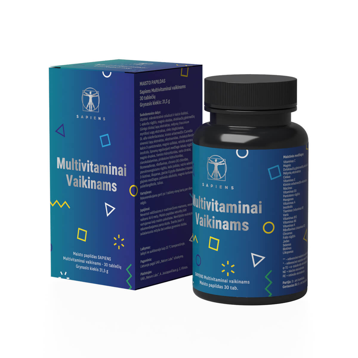 SAPIENS multivitaminai vaikinams, 30 tablečių