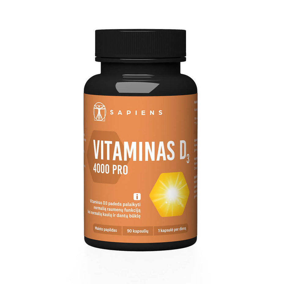 SAPIENS Vitaminas D3 4000 PRO, 90 kapsulių