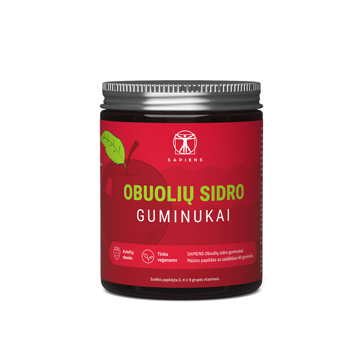 SAPIENS Obuolių sidro guminukai, 60 guminukų