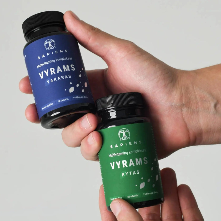 SAPIENS, multivitaminų kompleksas vyrams (Rytas + Vakaras), 60 tablečių