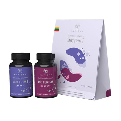 SAPIENS, multivitaminų kompleksas moterims (Rytas + Vakaras), 60 tablečių