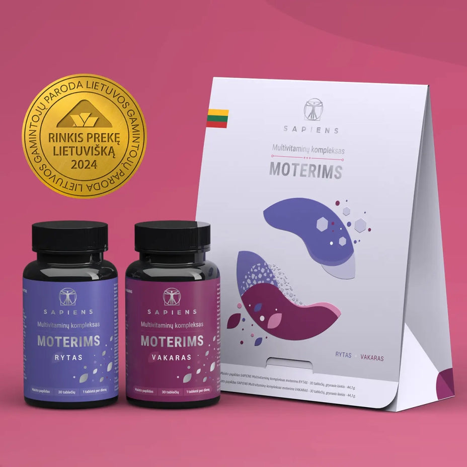 SAPIENS, multivitaminų kompleksas moterims (Rytas + Vakaras), 60 tablečių