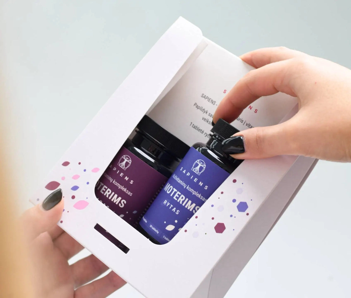 SAPIENS, multivitaminų kompleksas moterims (Rytas + Vakaras), 60 tablečių