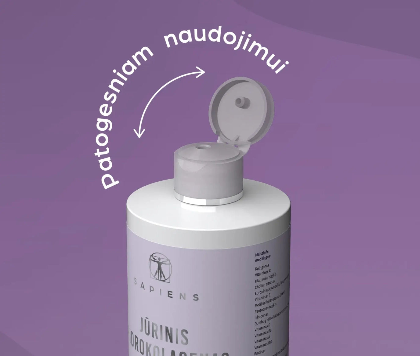 SAPIENS jūrinis hidrokolagenas su hialuronu, miško uogų skonio, 500 ml