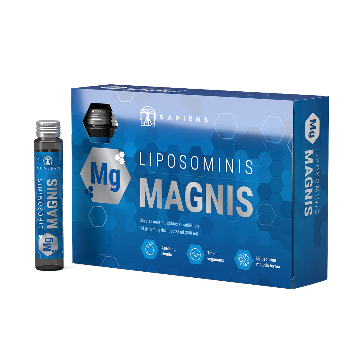 SAPIENS, maisto papildas LIPOSOMINIS MAGNIS shots, 14 geriamųjų dozių po 25 ml