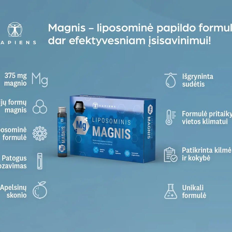 SAPIENS, maisto papildas LIPOSOMINIS MAGNIS shots, 14 geriamųjų dozių po 25 ml