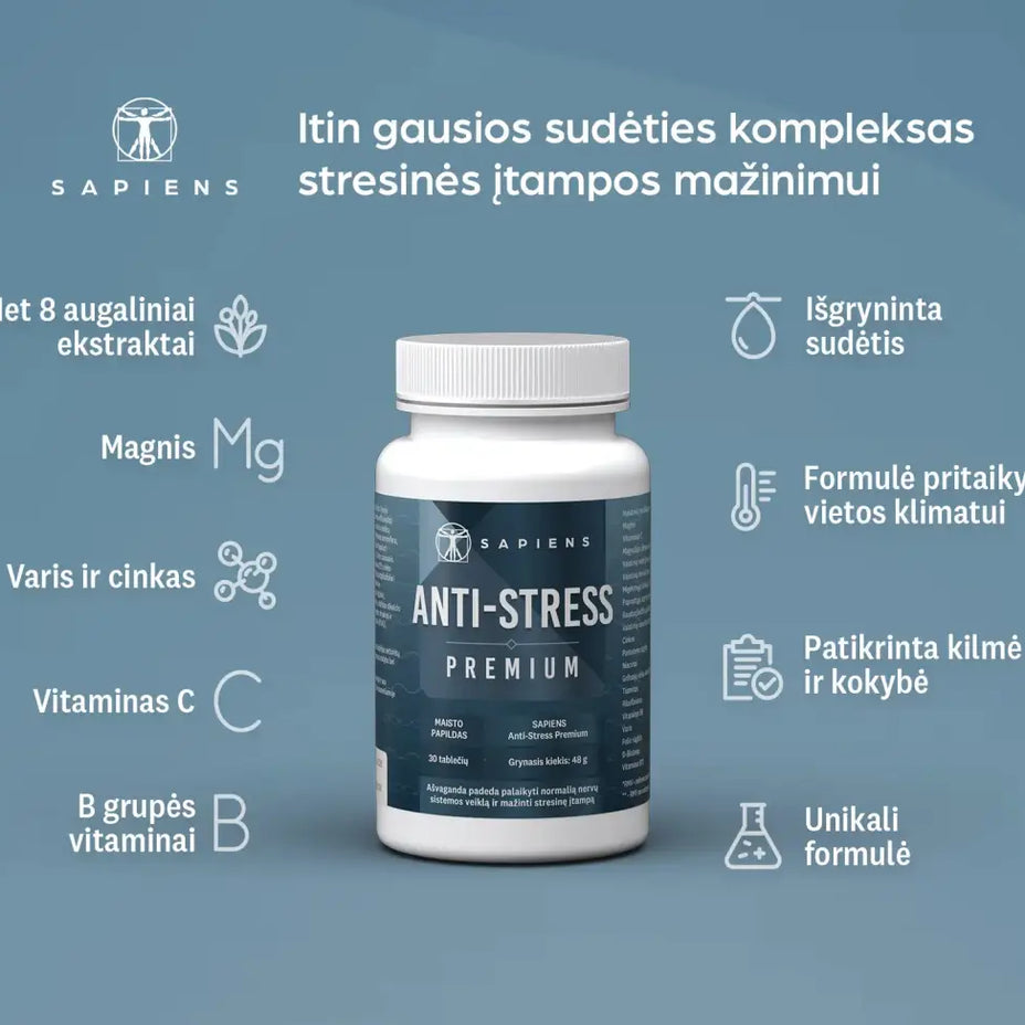 SAPIENS, Anti-Stress Premium, 60 kapsulių