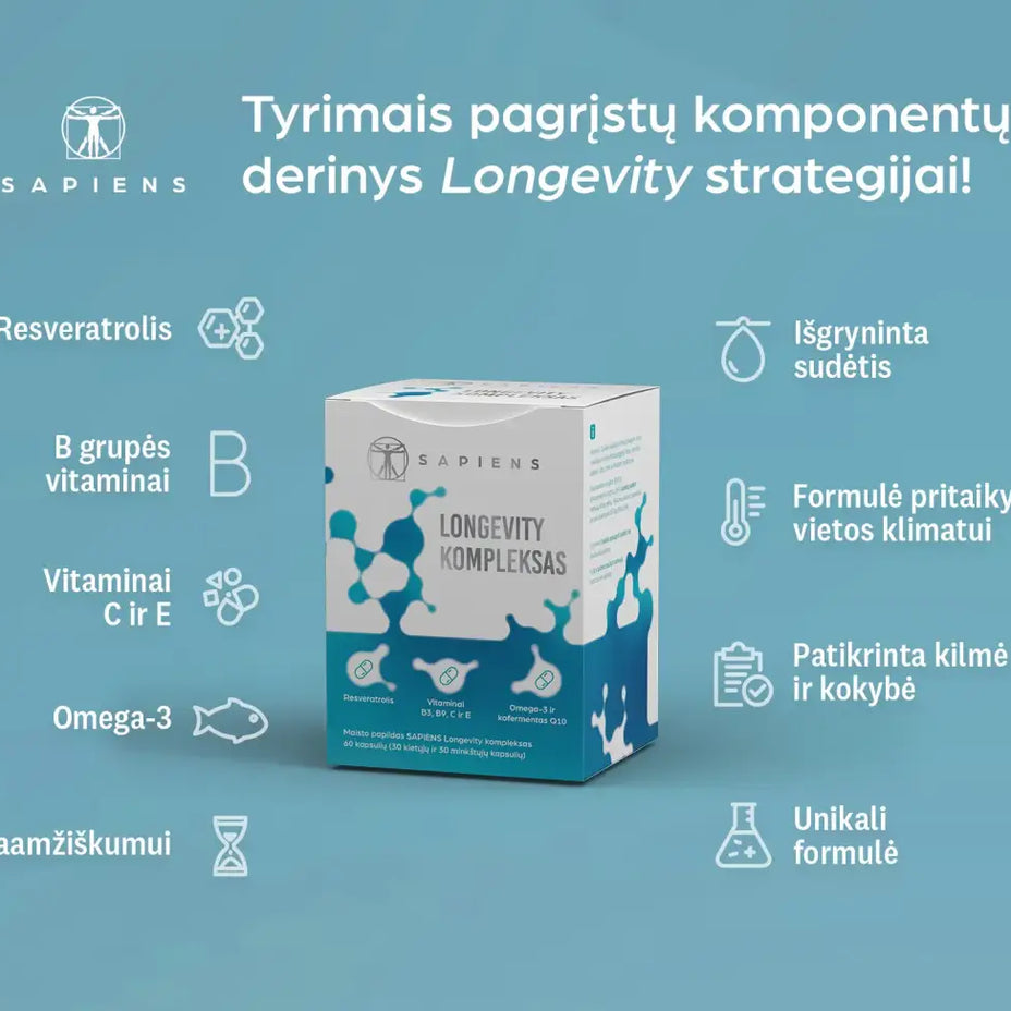 SAPIENS,  LONGEVITY  KOMPLEKSAS,  30 kietųjų kapsulių