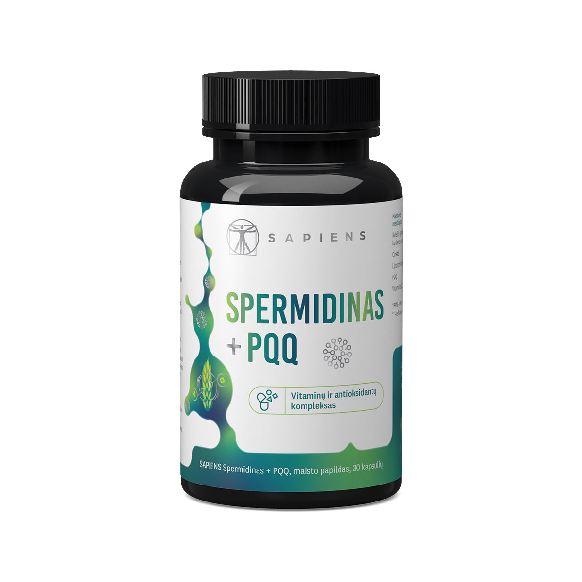 SAPIENS, Spermidinas +PQQ,  30 kapsulių