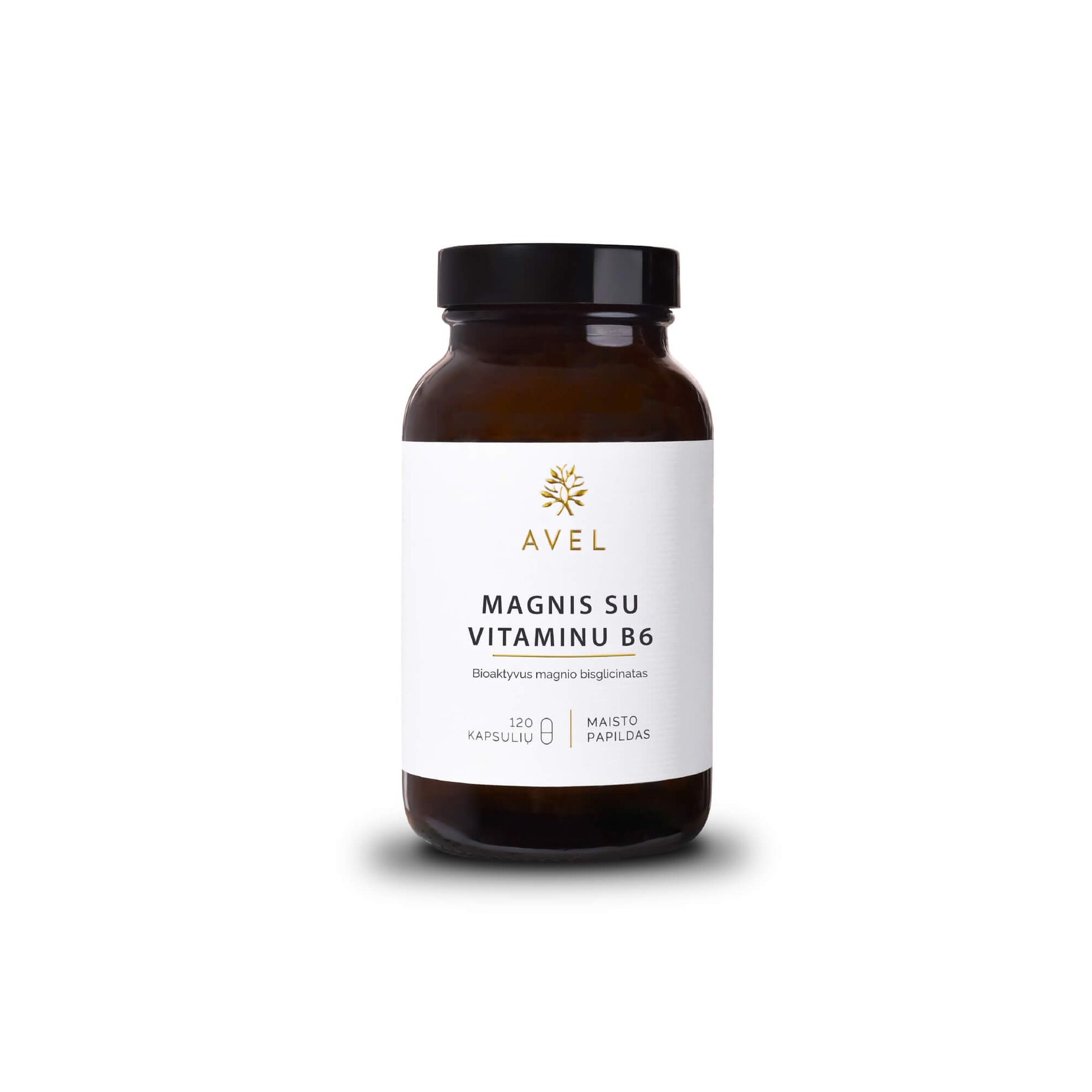 AVEL, BIOAKTYVUS MAGNIO BISGLICINATAS, su vitaminu B6, 120 kapsulių