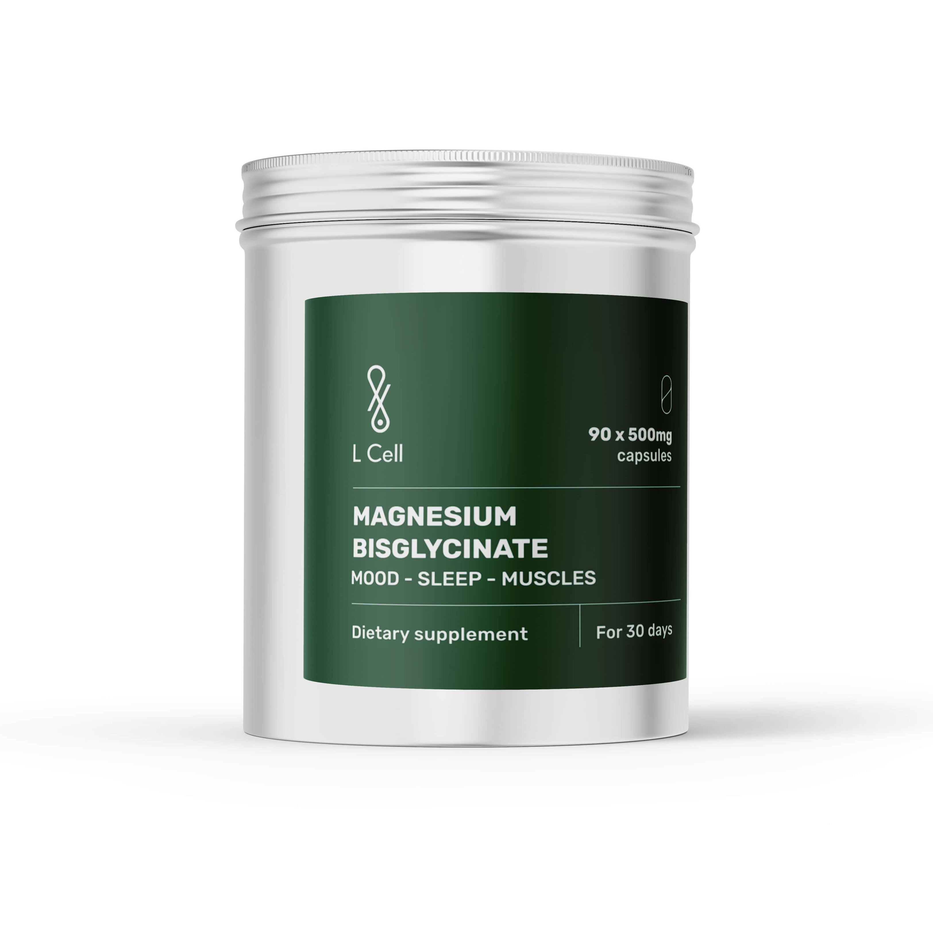 L Cell Magnio Bisglicinatas, kapsulės 500 mg, 90 kapsulių