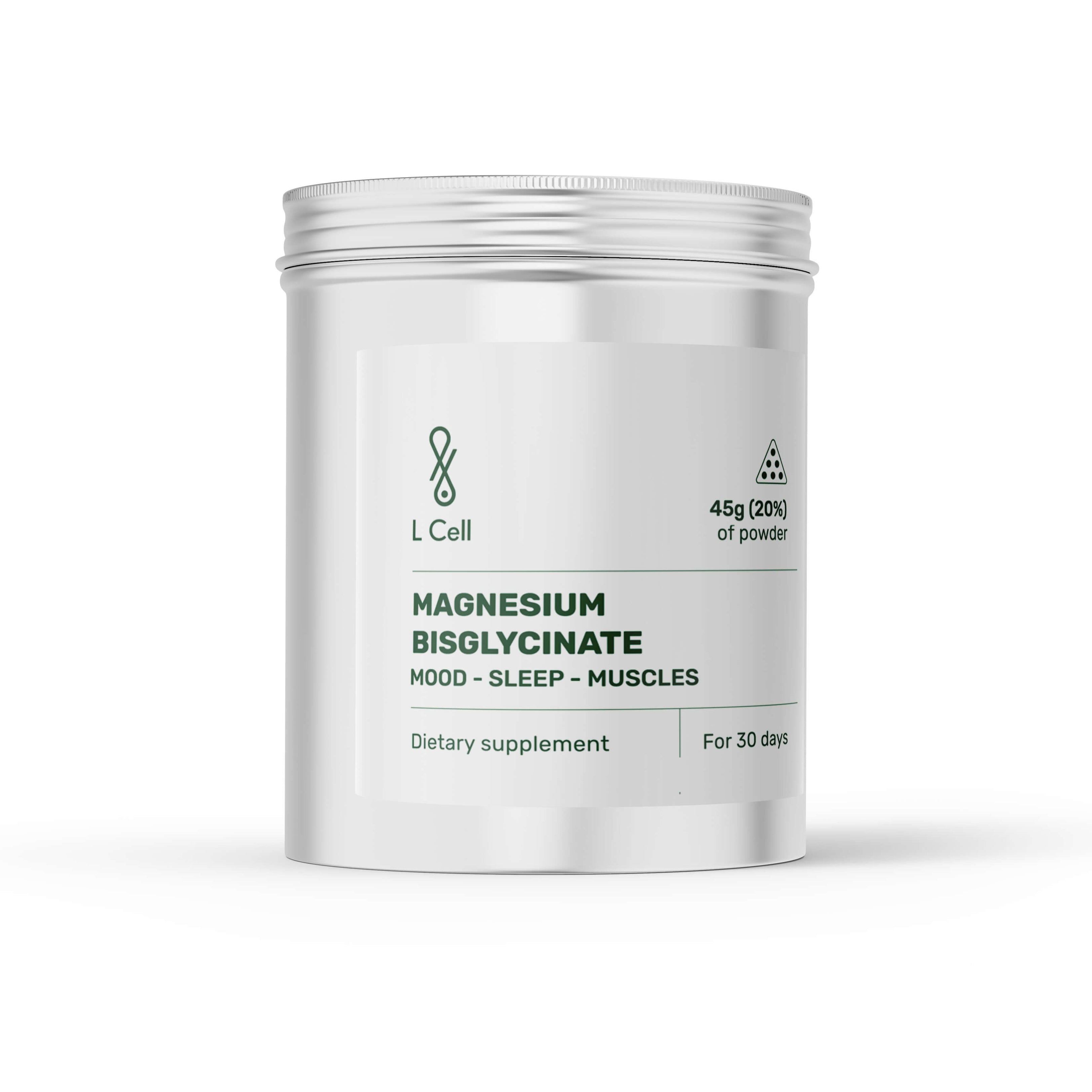 L Cell Magnio Bisglicinatas, milteliai, 45 g