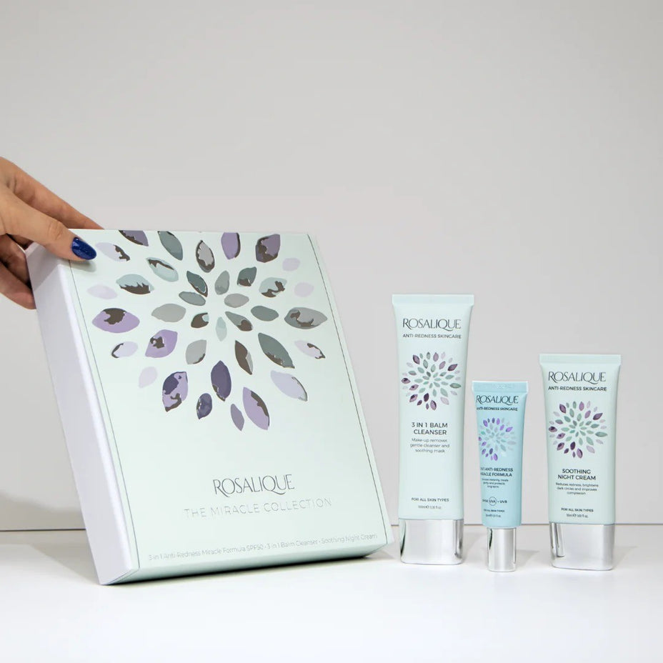 ROSALIQUE MIRACLE rinkinys: dieninis kremas 30 ml, valomasis balzamas 100 ml, naktinis kremas 50 ml