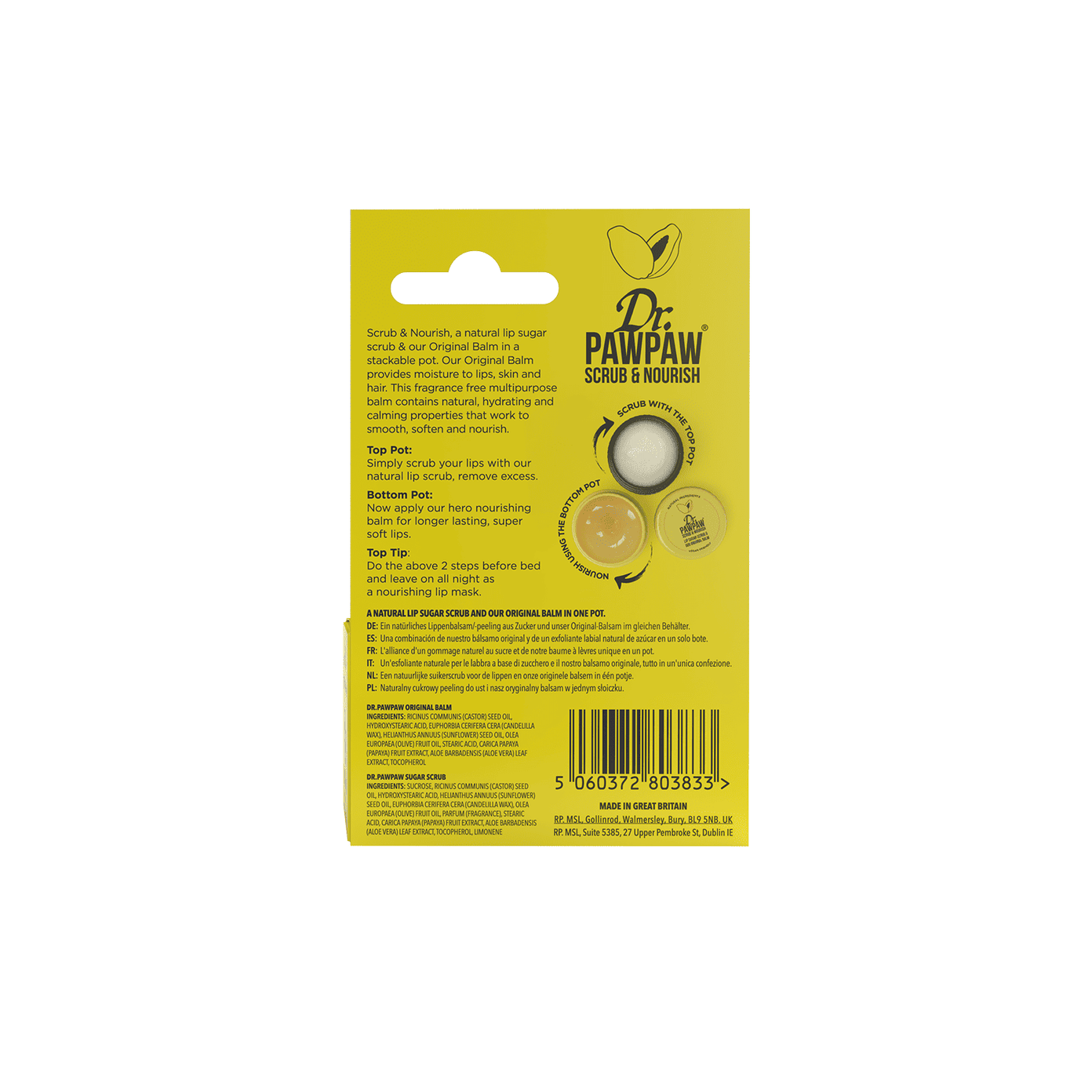 Dr.PAWPAW Scrub & Nourish lūpų šveitiklis-balzamas 16g