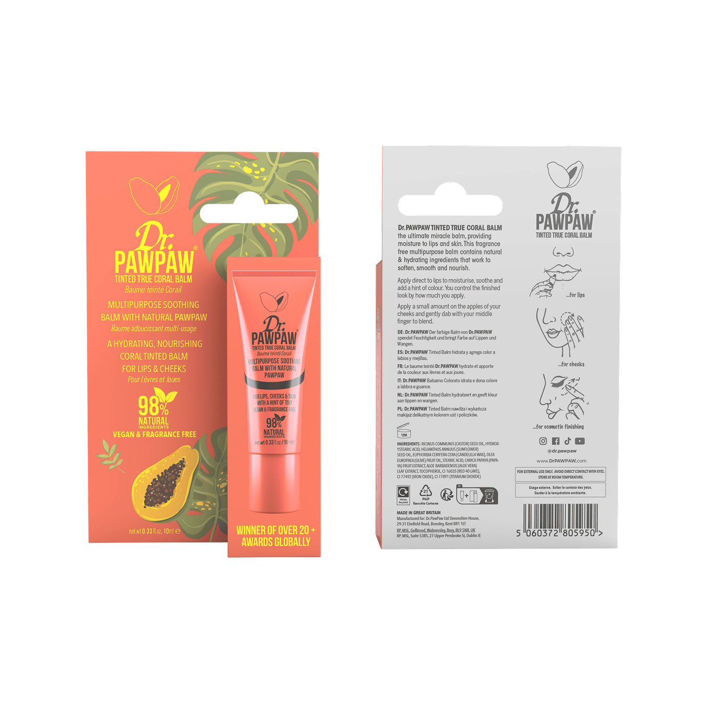Dr.PAWPAW True Coral lūpų balzamas 10ml