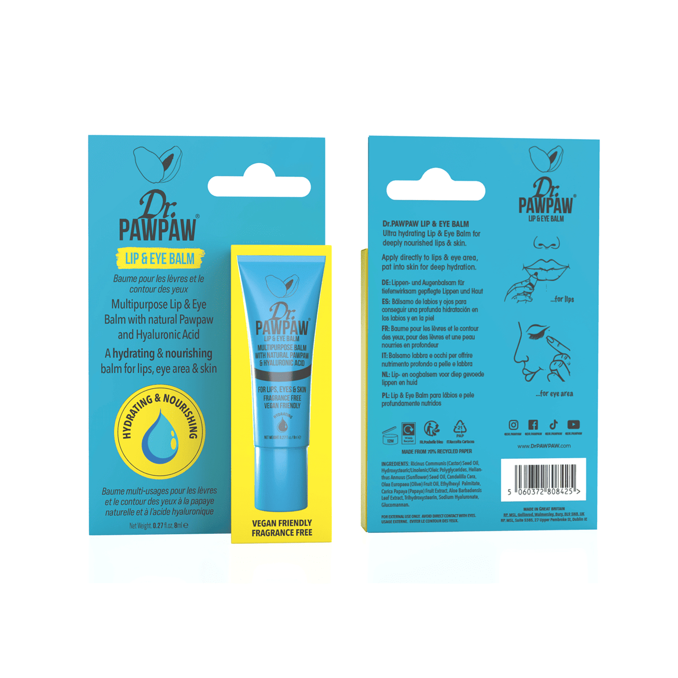 Dr.PAWPAW Hyaluronic Lip and Eye lūpų ir akių balzamas su hialuronu 8ml