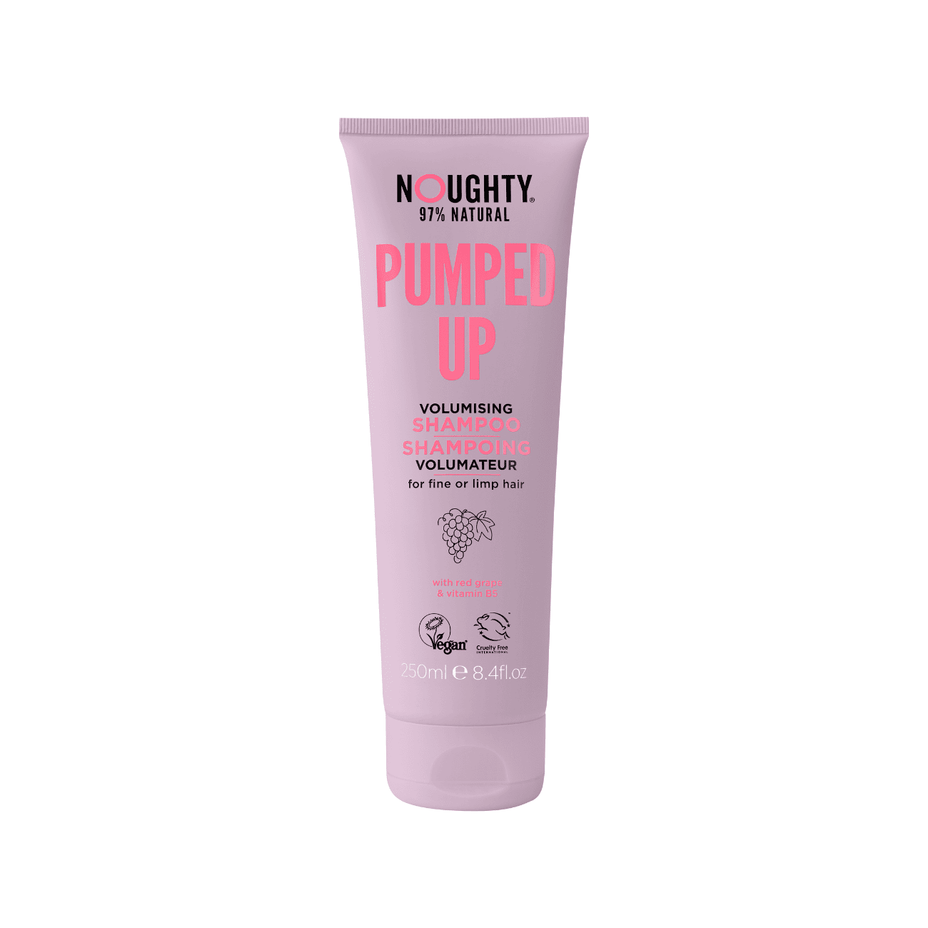 NOUGHTY Pumped Up plaukų apimtį didinantis šampūnas ploniems suglebusiems plaukams su raudonųjų vynuogių ekstraktais ir vitaminu B5, 250 ml