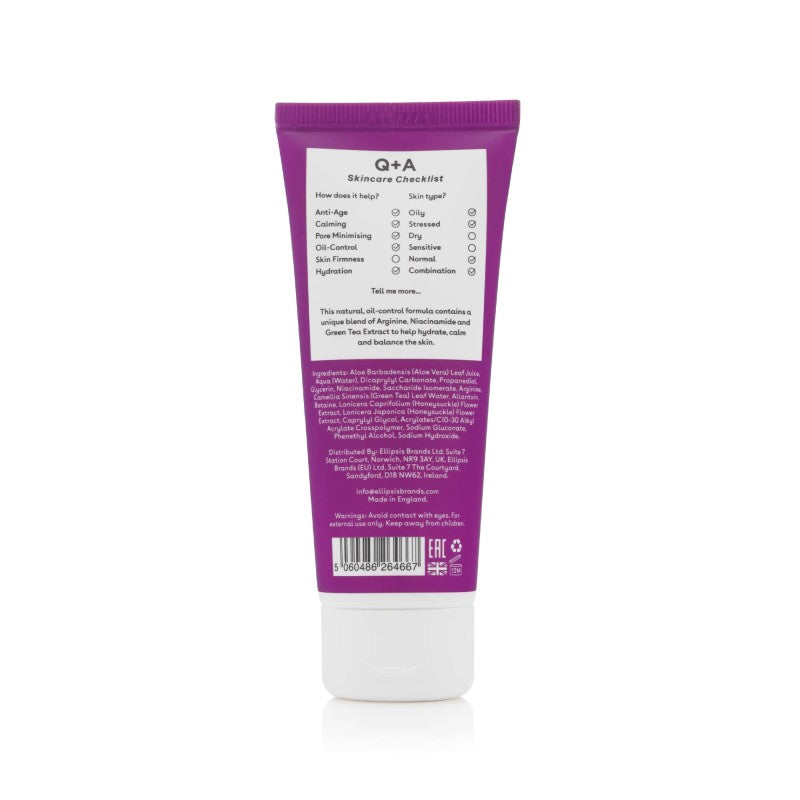 Q+A, Amino Acid Oil-Free Moisturiser Bealiejinis drėkinamasis veido kremas su aminorūgštimis, 75ml