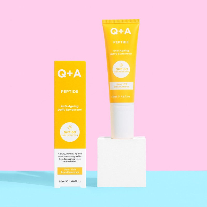 Q+A, Peptide Anti-Ageing SPF50 Apsauginis kremas nuo saulės brandžiai odai, 50ml