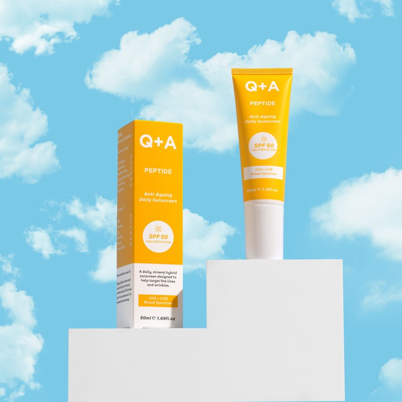 Q+A, Peptide Anti-Ageing SPF50 Apsauginis kremas nuo saulės brandžiai odai, 50ml