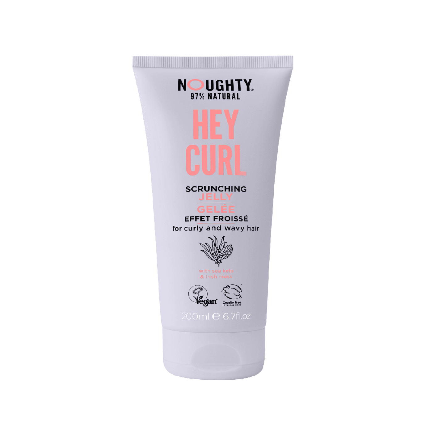 NOUGHTY Hey Curl vidutinio stiprumo plaukų želė garbanotiems ir banguotiems plaukams su jūros rudadumblių ekstraktais, 200 ml