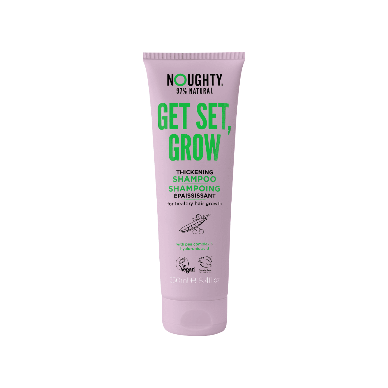 NOUGHTY Get Set Grow plaukų augimą skatinantis šampūnas su hialurono rūgštimi ir žirnių kompleksu, 250 ml