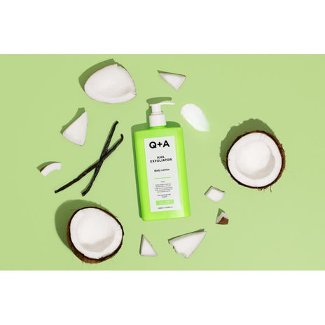 Q+A, AHA Exfoliator Body Lotion Šveičiamasis kūno losjonas, 250ml