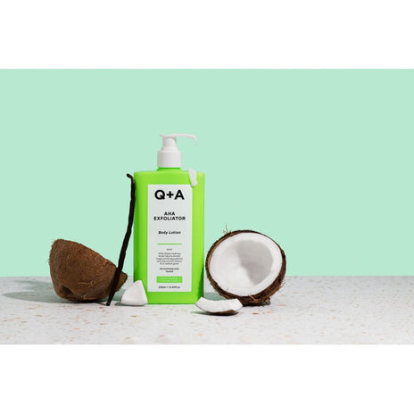 Q+A, AHA Exfoliator Body Lotion Šveičiamasis kūno losjonas, 250ml