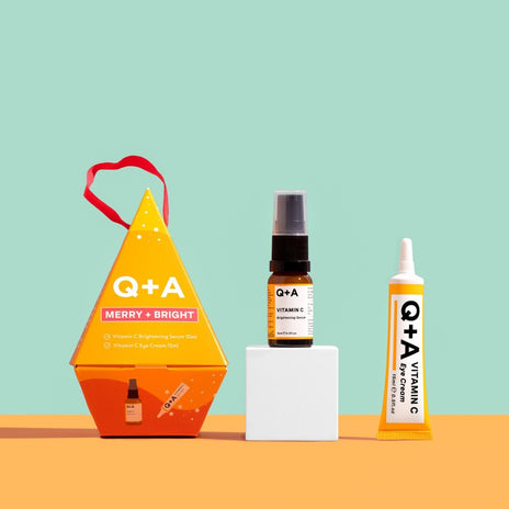Q+A, Merry + Bright Gift Set Veido priežiūros priemonių rinkinys su vitaminu C, 1vnt