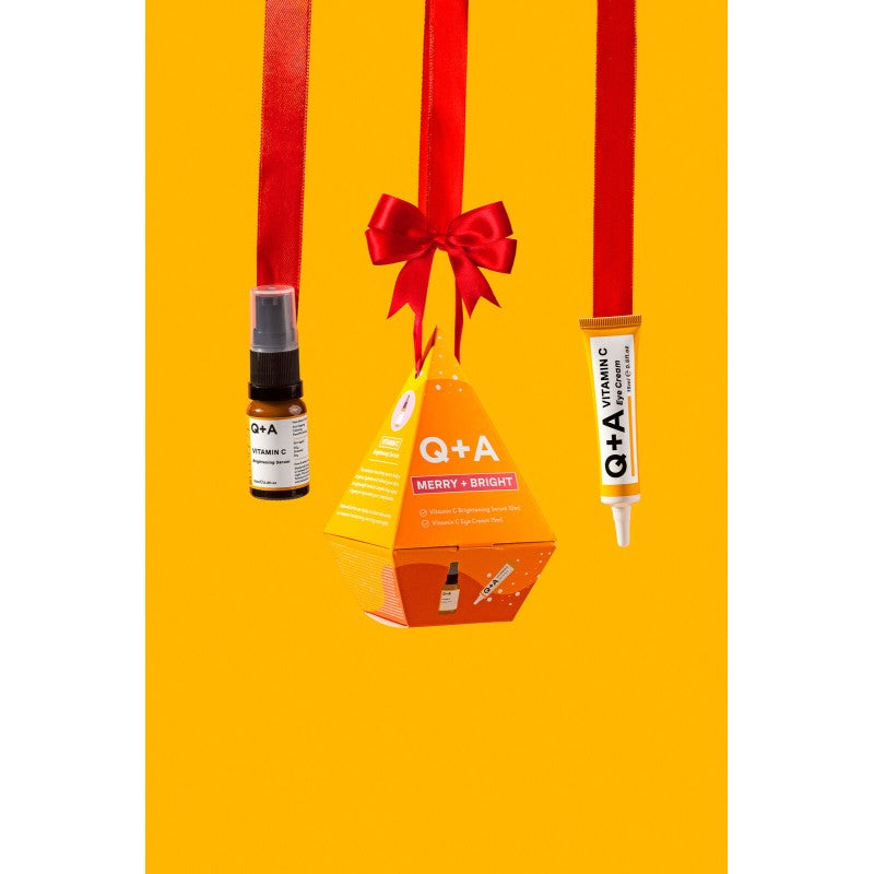 Q+A, Merry + Bright Gift Set Veido priežiūros priemonių rinkinys su vitaminu C, 1vnt