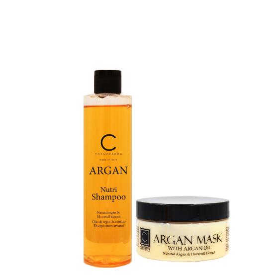 COSMOFARMA, plaukų šampūno ir kaukės rinkinys su arganu ARGAN,  250+200ml