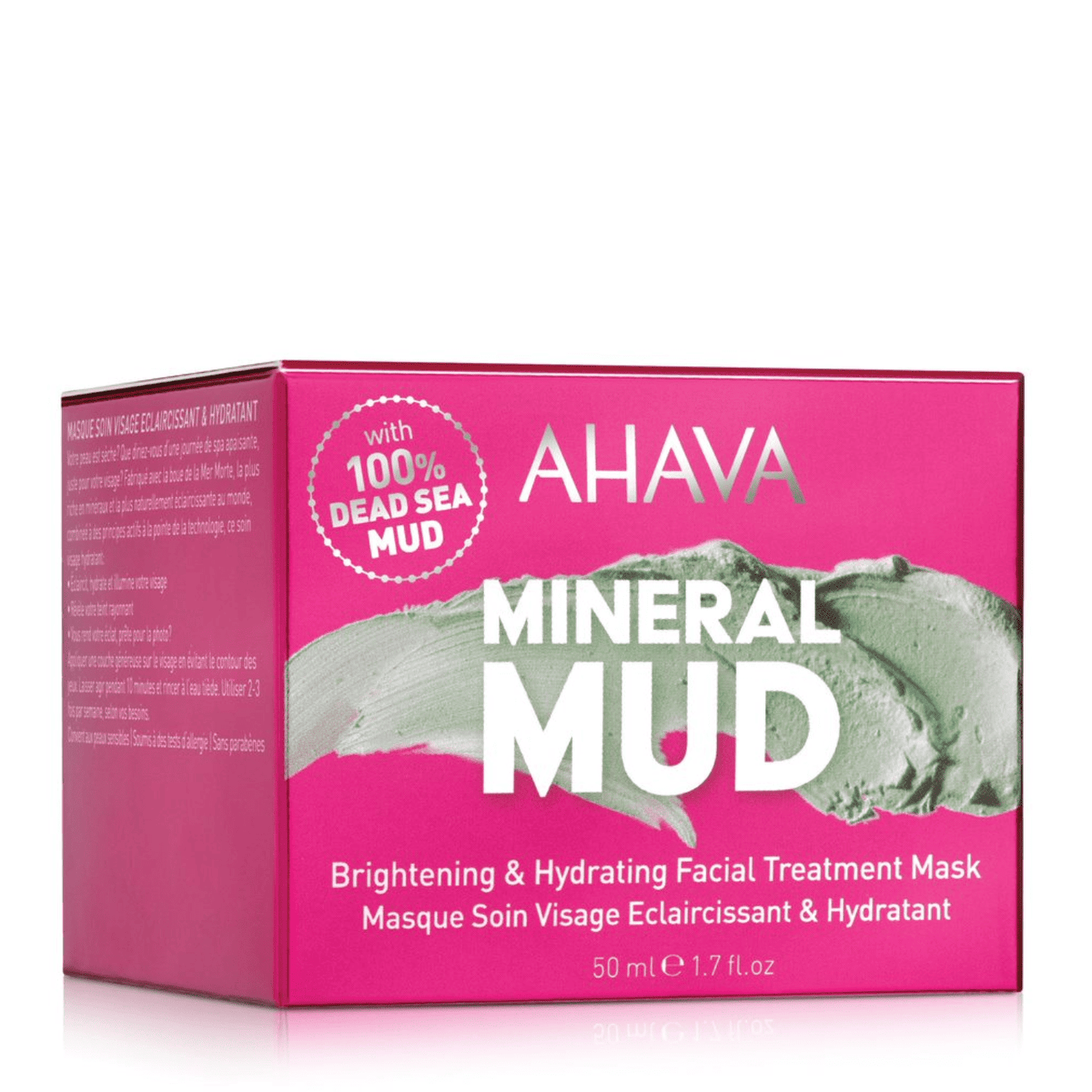 AHAVA, mineral mud šviesinamoji ir drėkinamoji veido kaukė, 50 ml