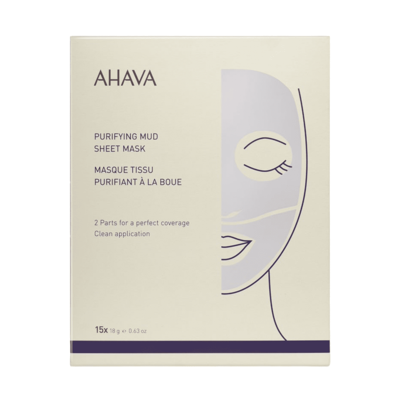 AHAVA, valomoji purvo lakštinė kaukė, 1 vnt.