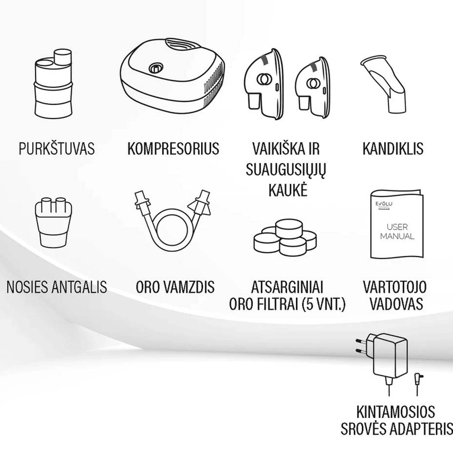 EVOLU kompresorinis inhaliatorius, 1 vnt.